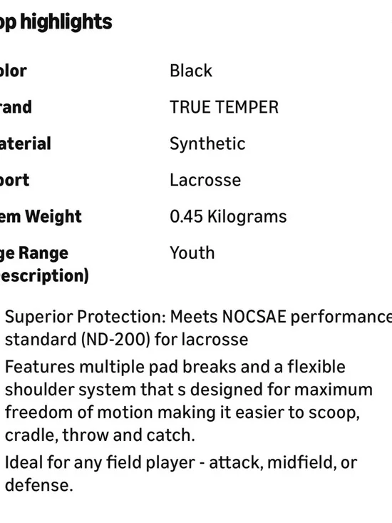 Cadet Protective Chest Protector Vest - Black & Gray Lacrosse - Picture 4 of 7